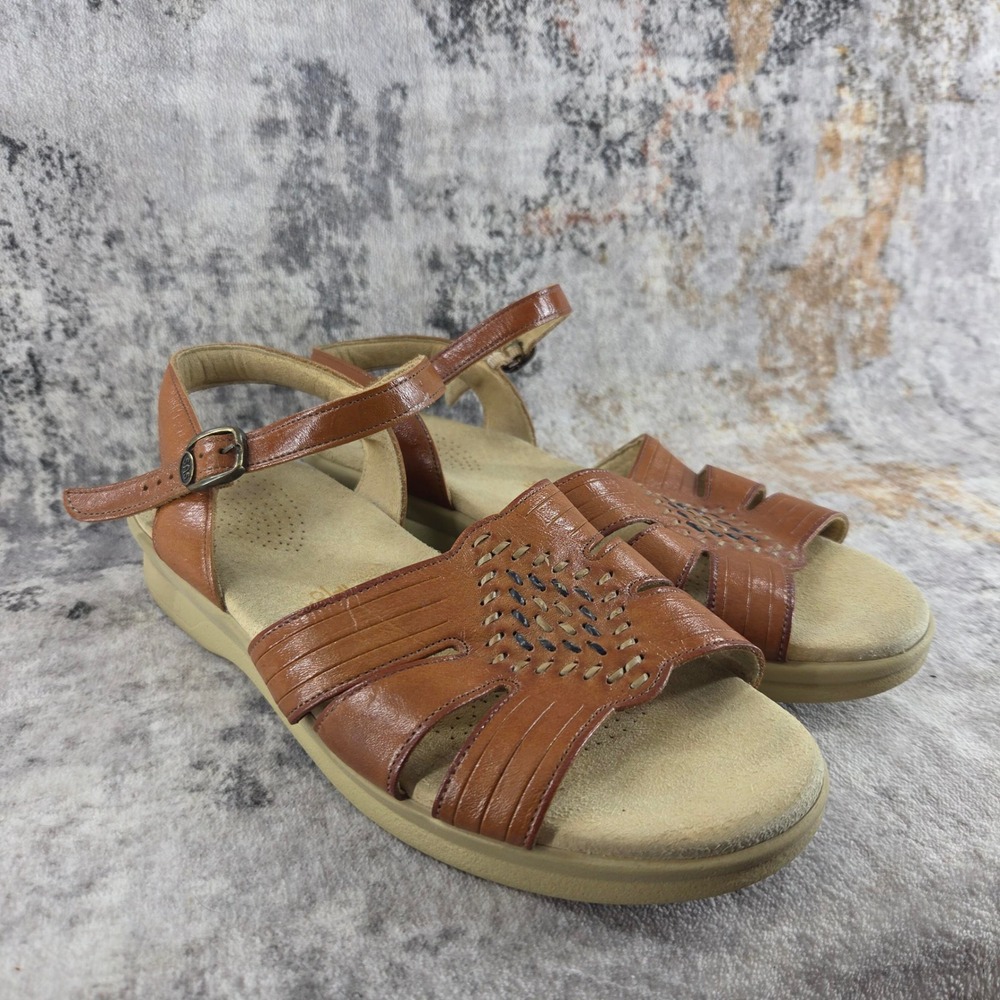 SAS Tripad Comfort Sandals Womens 8W Brown Leather Strappy Casual Walking Summer